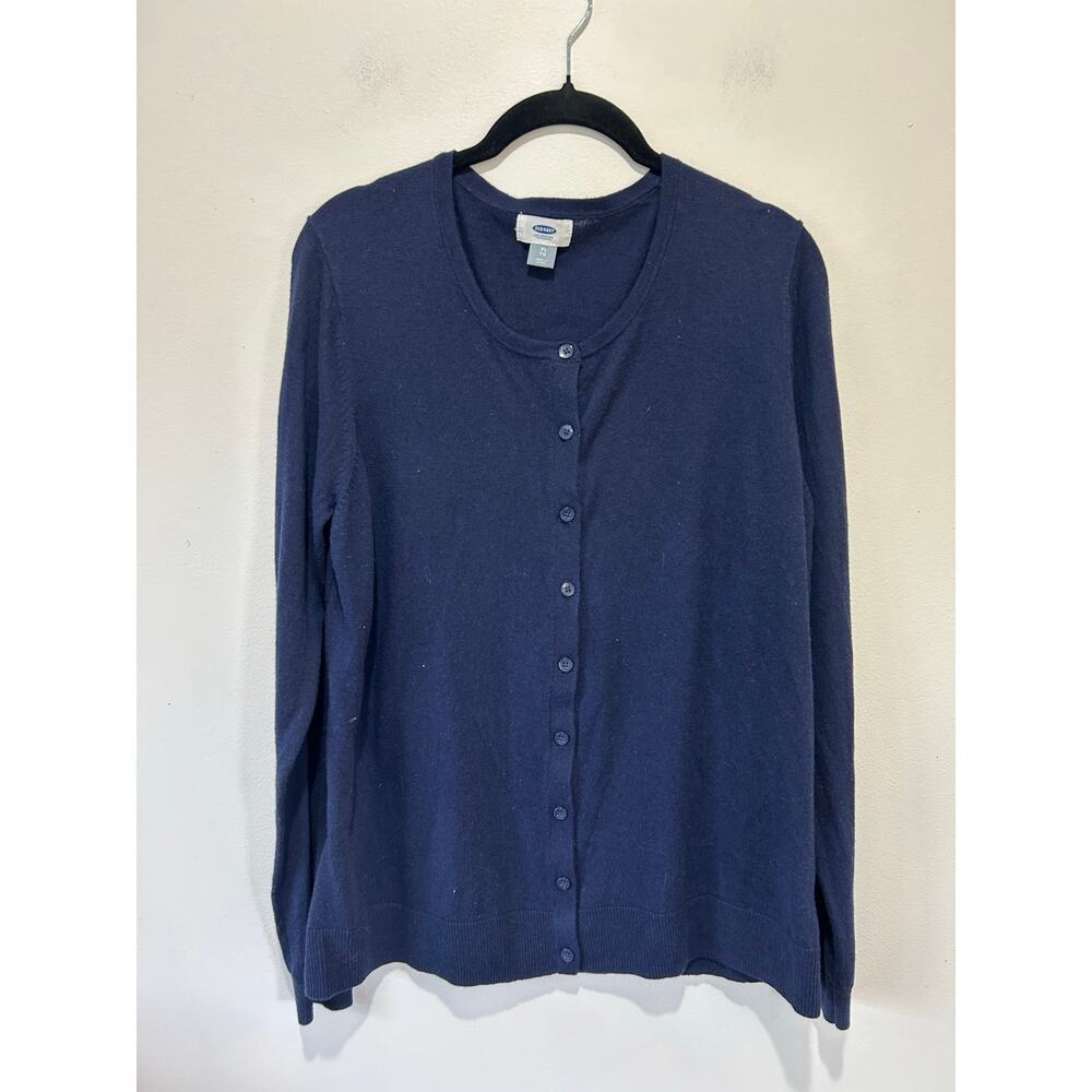 Old Navy blue cardigan womens XL lightweight crew neck neutral casual office